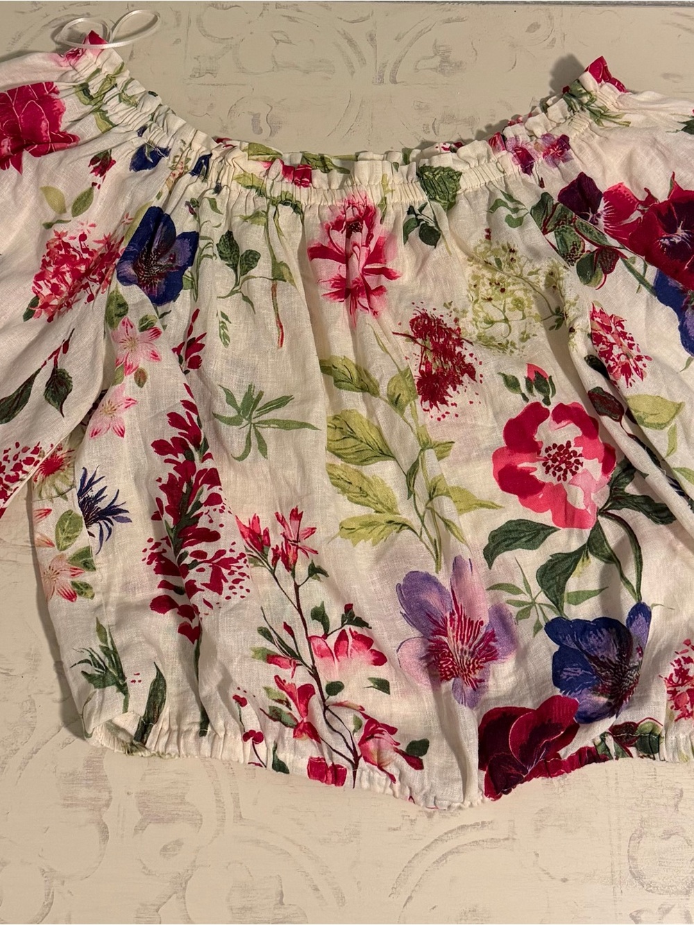 Christian Siriano New York XL Floral Puff Sleeve Peasant Blouse Cottagecore - Picture 4 of 5
